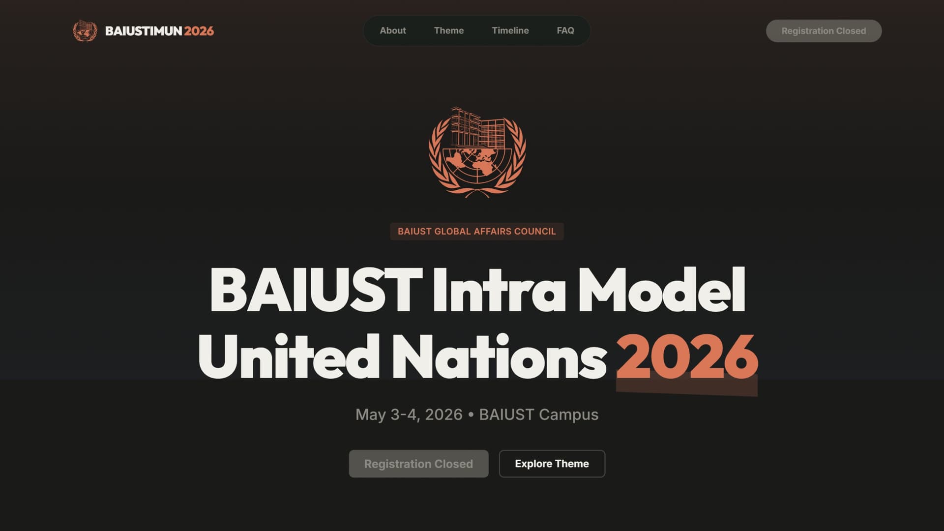 BAIUST GAC case study — BAIUST Intra MUN 2026 — Registration Portal & Main Site