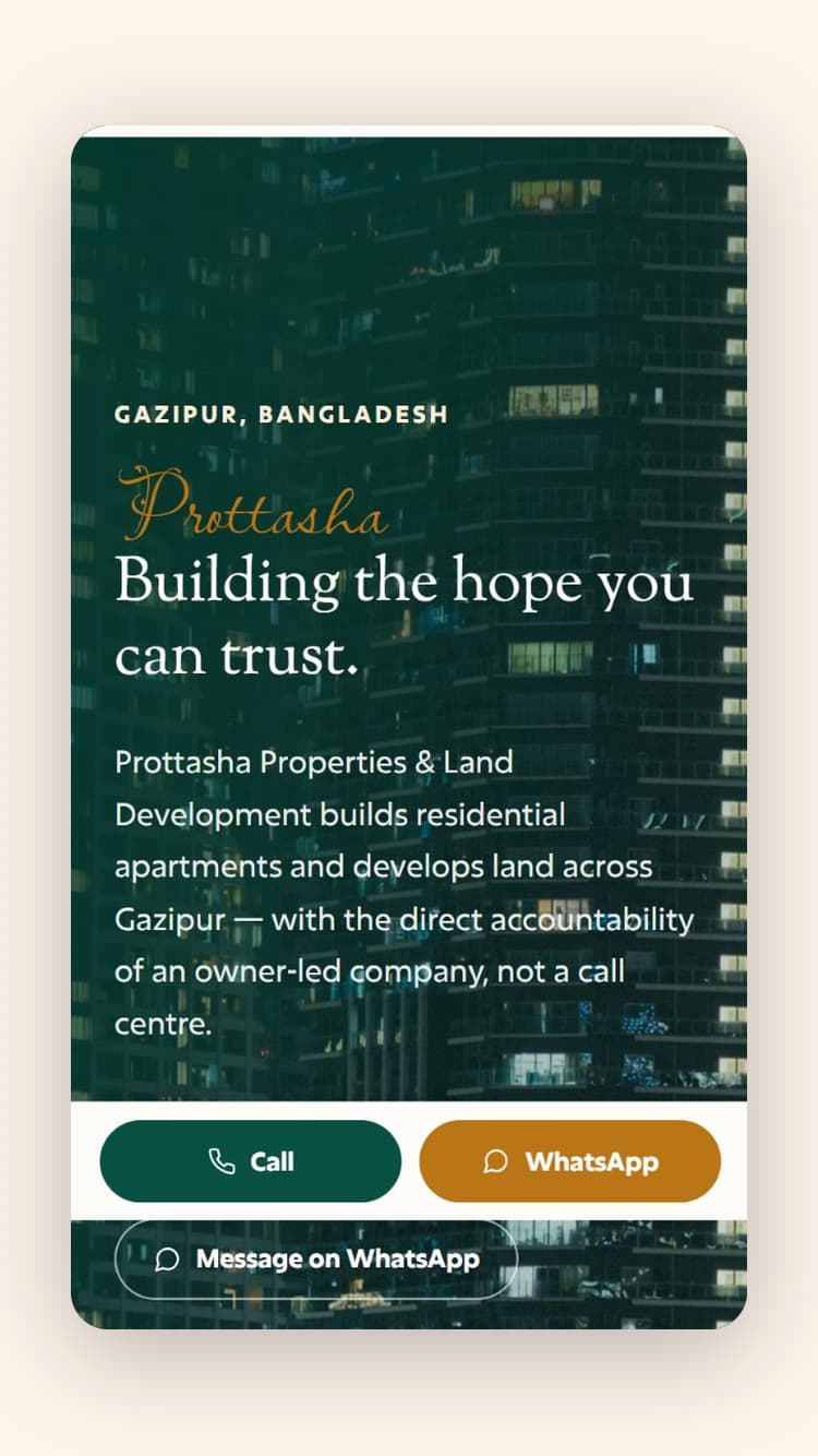 Prottasha Properties mobile interface