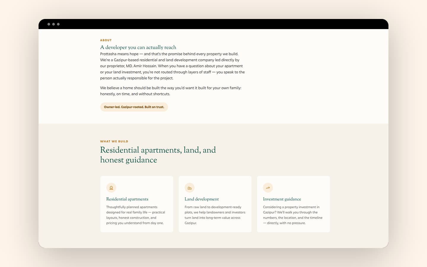 Prottasha Properties desktop interface